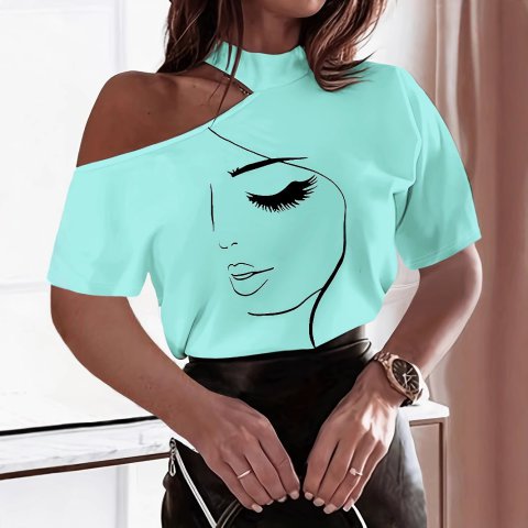 Womens Summer New Sexy Off Shoulder Top With Floral Print
