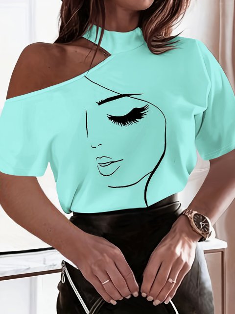 Womens Summer New Sexy Off Shoulder Top With Floral Print 8