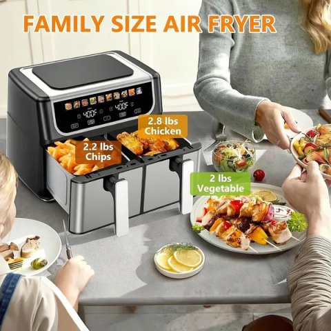 9.5 Quart Large Dual Basket Air Fryer With Double Basket 4
