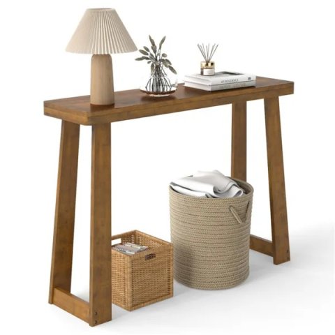 Walnut Solid Rubber Wood Narrow Console