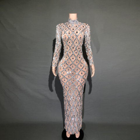 Shiny Rhinestone Women's Evening Party Formal Dress