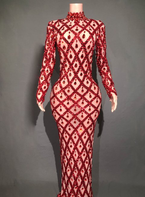 Shiny Rhinestone Women's Evening Party Formal Dress 4