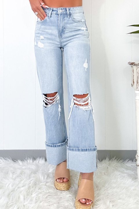 Beau Blue Light Wash Distressed Straight Jeans 3