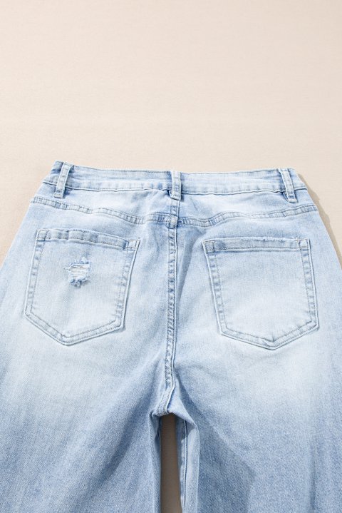 Beau Blue Light Wash Distressed Straight Jeans 6