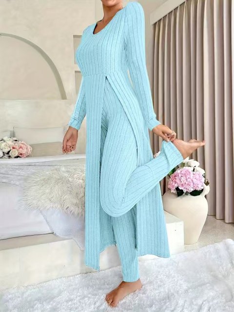 Women's Round Neck Long Sleeve Two-Piece Set 3