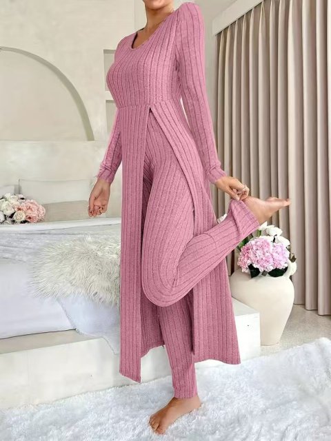 Women's Round Neck Long Sleeve Two-Piece Set 4