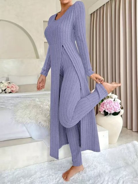 Women's Round Neck Long Sleeve Two-Piece Set 5