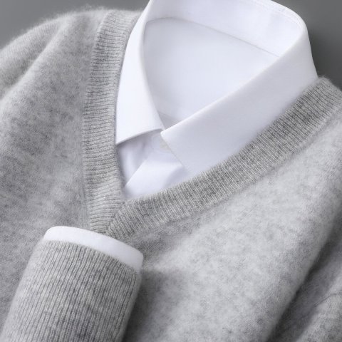 Mens Casual V-Neck Knit Sweater