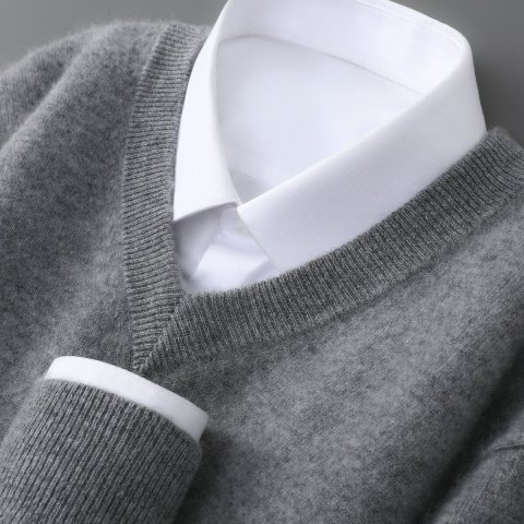 Mens Casual V-Neck Knit Sweater 3