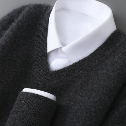 Mens Casual V-Neck Knit Sweater 4