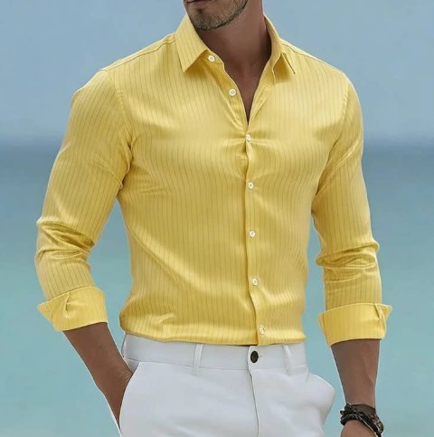 Mens Long Sleeve Striped Shirt 4