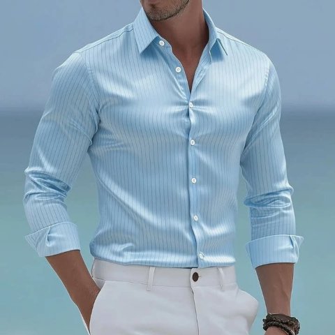 Mens Long Sleeve Striped Shirt 5