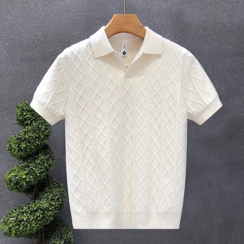 Mens Textured Polo Shirt 5