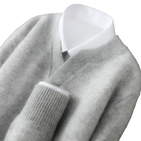 Men's V-Neck Wool Sweater Loose Pullover 5