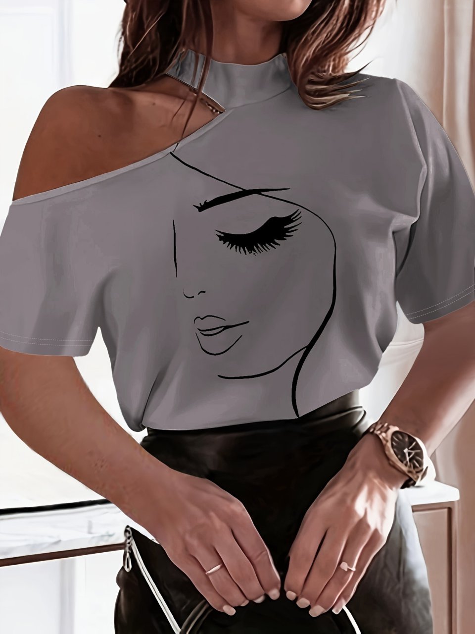 Womens Summer New Sexy Off Shoulder Top With Floral Print