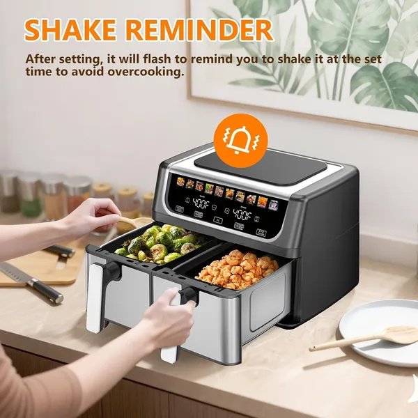 9.5 Quart Large Dual Basket Air Fryer With Double Basket