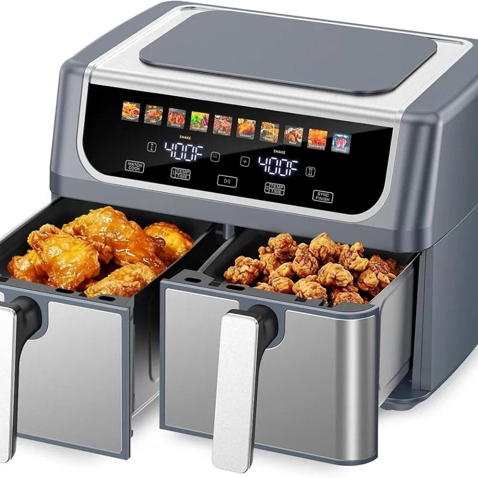 9.5 Quart Large Dual Basket Air Fryer With Double Basket