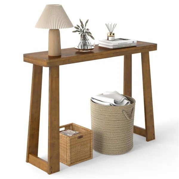 Walnut Solid Rubber Wood Narrow Console