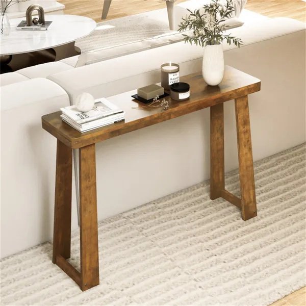 Walnut Solid Rubber Wood Narrow Console
