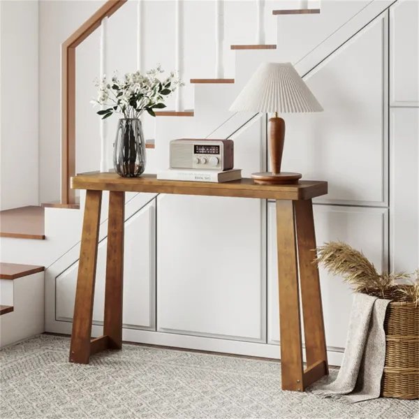 Walnut Solid Rubber Wood Narrow Console