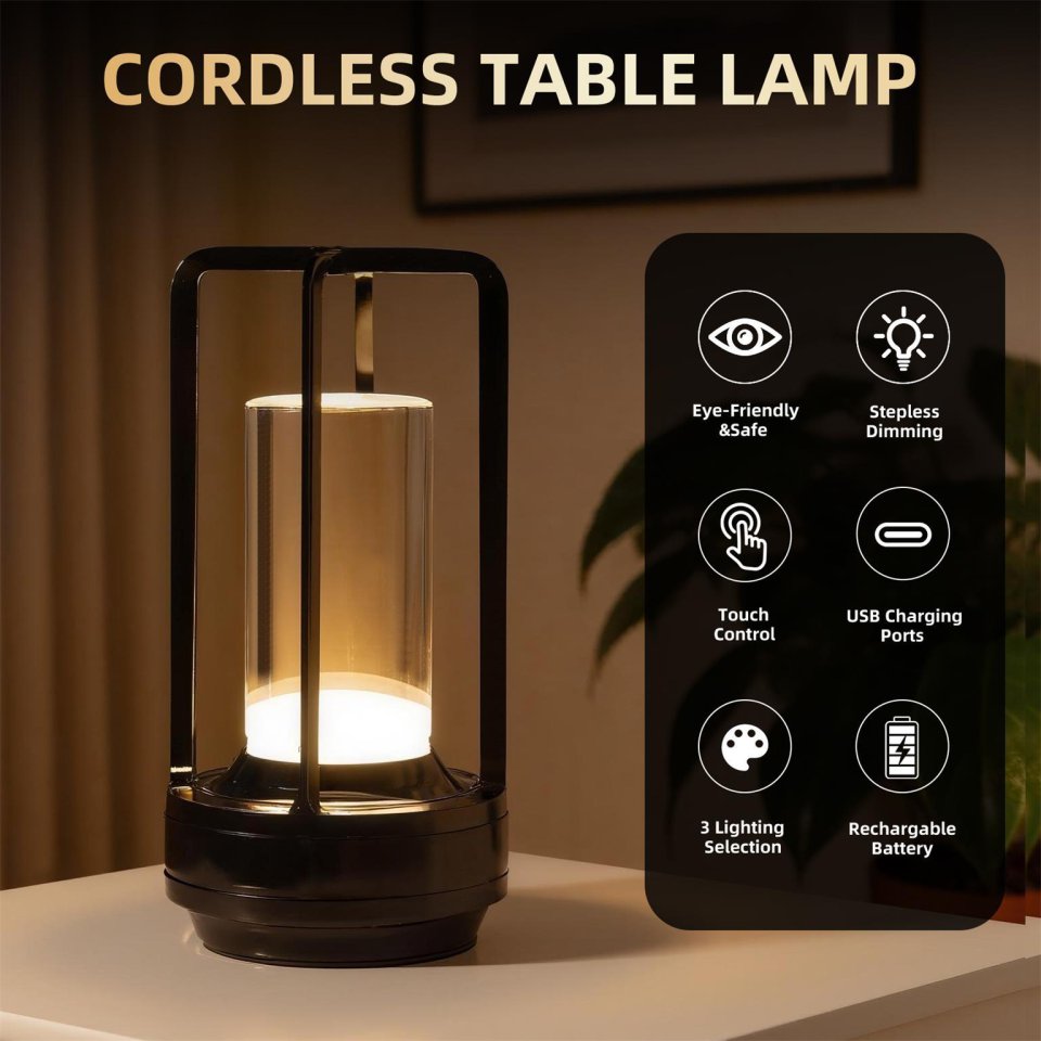 2pcs Portable Touch Control Table Lamp