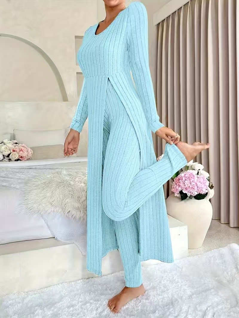 Women's Round Neck Long Sleeve Two-Piece Set