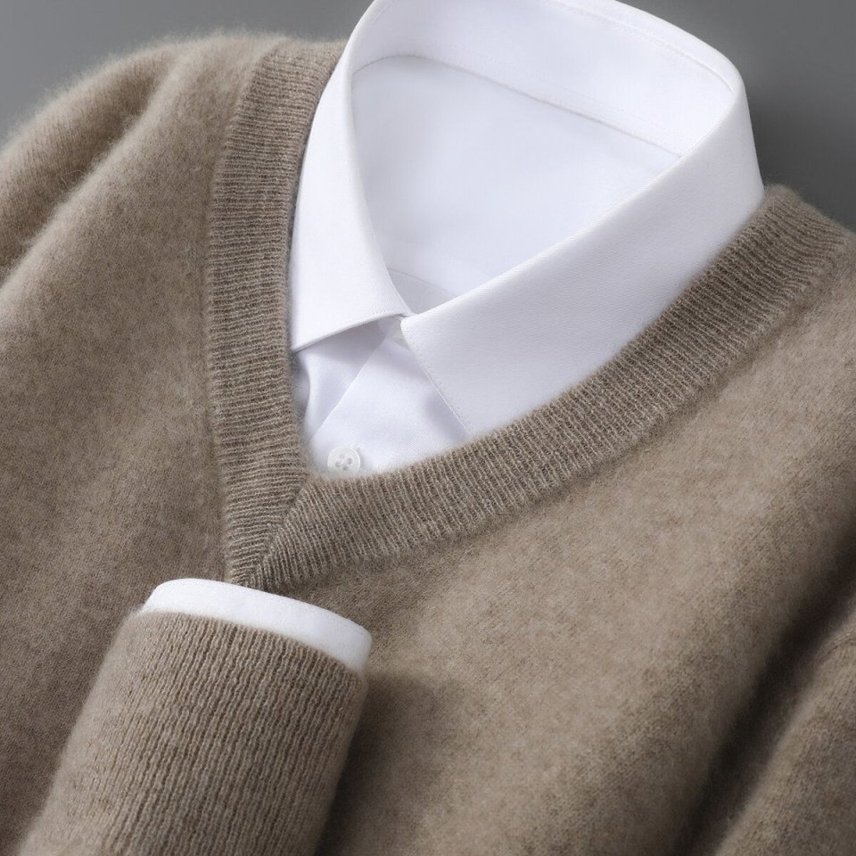 Mens Casual V-Neck Knit Sweater