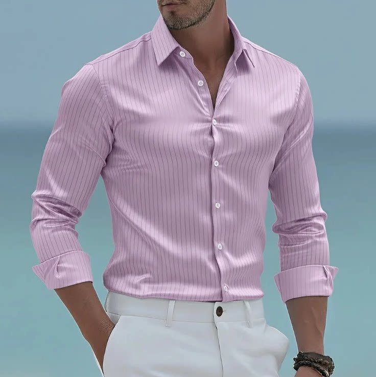 Mens Long Sleeve Striped Shirt