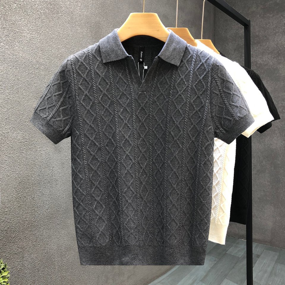 Mens Textured Polo Shirt