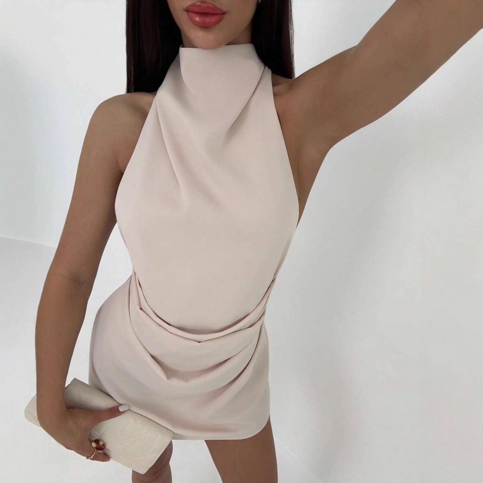 Womens Minimalist Backless Party Dress